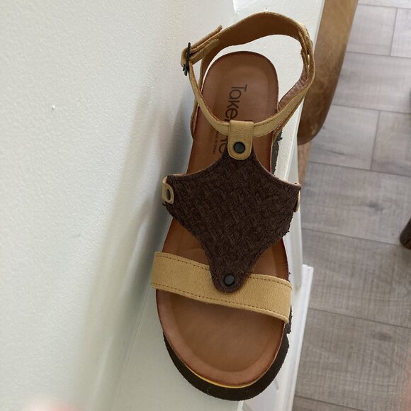 100%Genuine Soft Leather, Low Heel Sandals, mustard/brown/cognac, US 7.5 - Picture 5 of 7